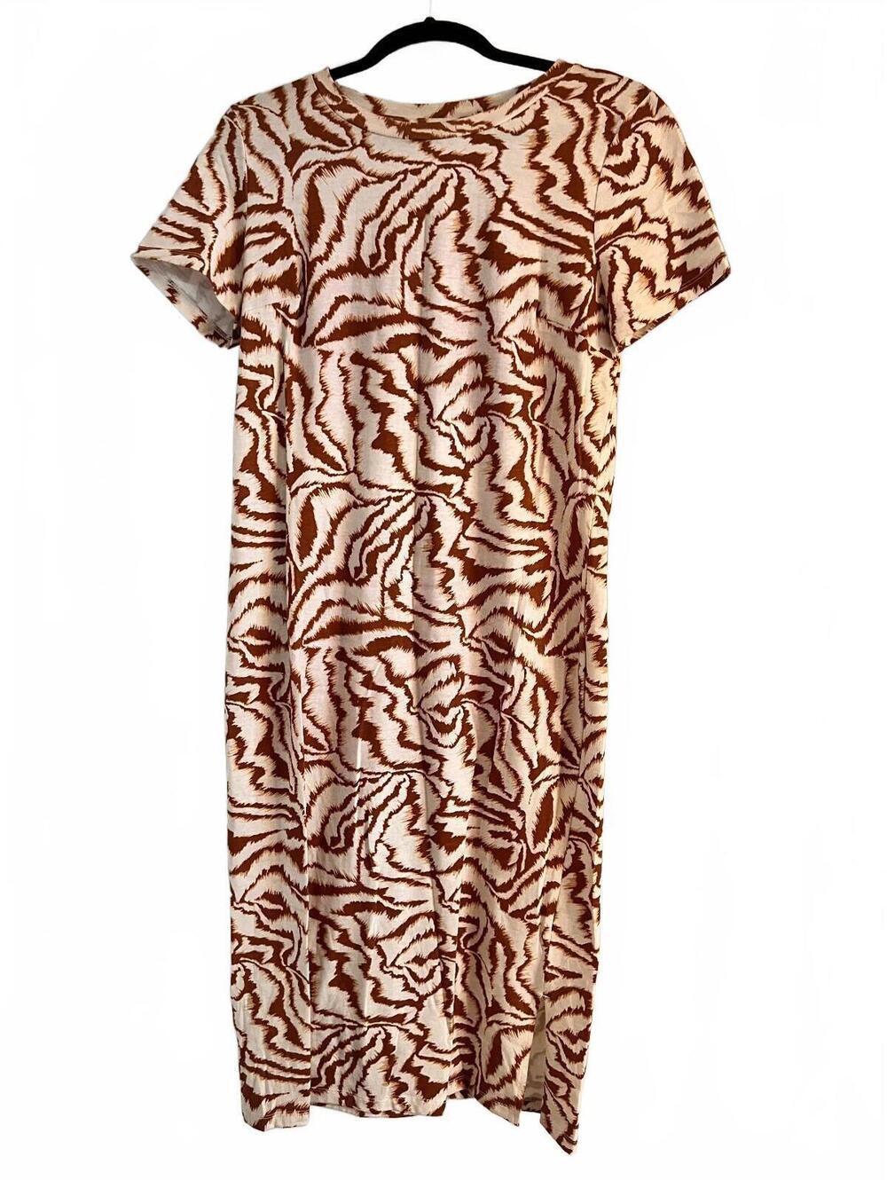 Nine West Women's Medium Cotton Zebra Print Midi Dress